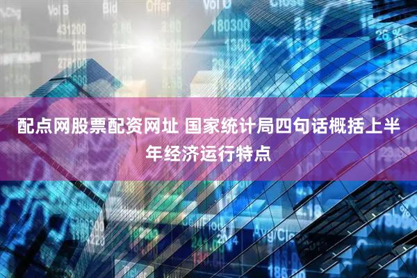 配点网股票配资网址 国家统计局四句话概括上半年经济运行特点